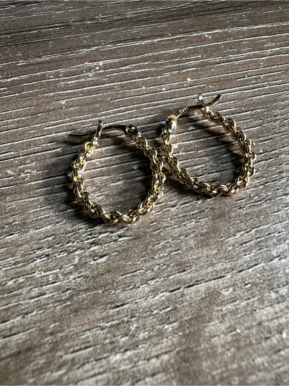 925 Sterling Silver gold Wash twisted rope-style hoop earrings